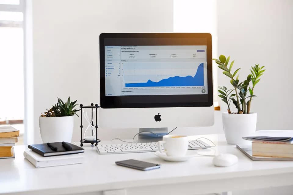 An analytics dashboard on a desktop screen showing charts and metrics