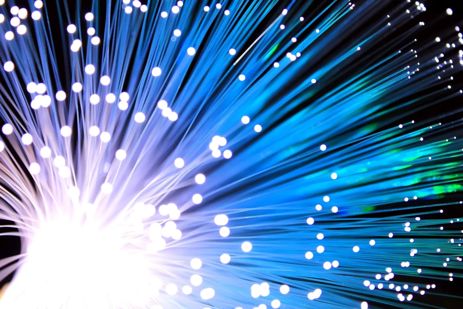 Glowing fiber-optic strands, representing a connected AI ecosystem