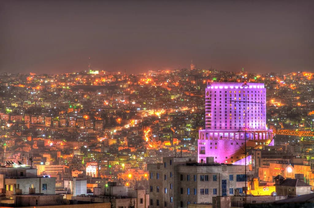 The Amman, Jordan skyline at night